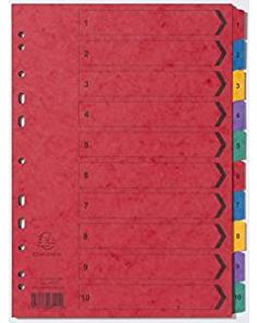 Europa A4 Multi-coloured Dividers, 10 Part, Numbered, Multi Punched