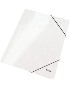 Leitz Wow Range 3 Flap Elasticated Folder. White Pearl