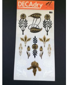 Decadry Super Transfers No718, Black, Gold & White Art Nouveau Floral Decorations