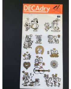 Decadry Super Transfers No724, Black & Gold Cartoon Style Love Decorations