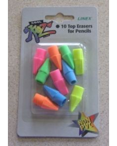 Linex Coloured Pencil Top Erasers. Pack of 10 