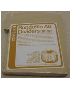 Myers Rondofile A6 Dividers for use in the Rondofile Rotary Card Index System. Pack of 24