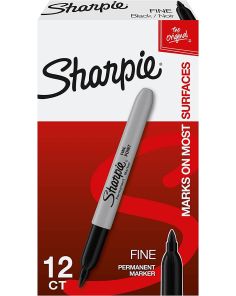 Sharpie Fine Permanent Marker, Black, Pack of 12