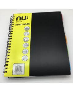 Nu: Craze A4 Black Study Book with 5 Coloured Dividers