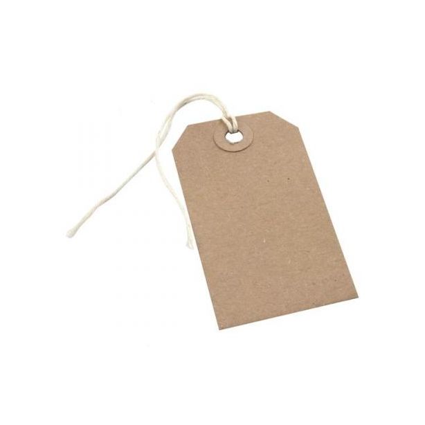 Q Connect Strung Tags 134 x 67mm. Buff Pack of 100