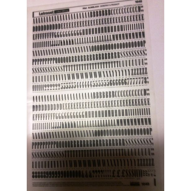 Letraset Black 1648 36pt. Slimblack Capital Letters