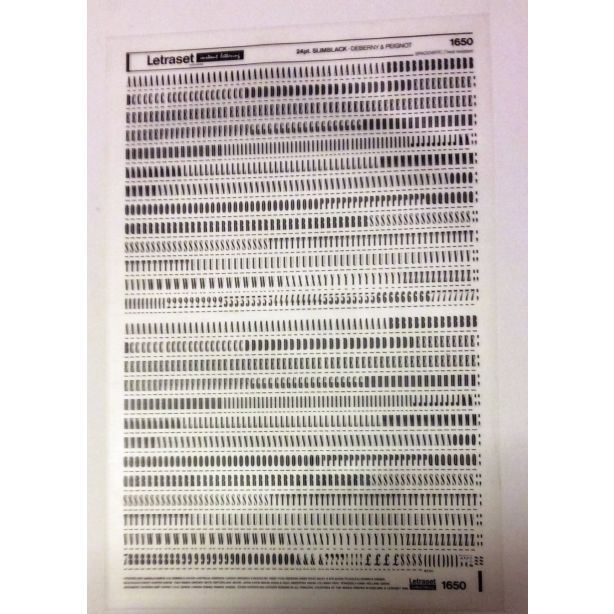 Letraset Black 1650 24pt. Slimblack Capital Letters