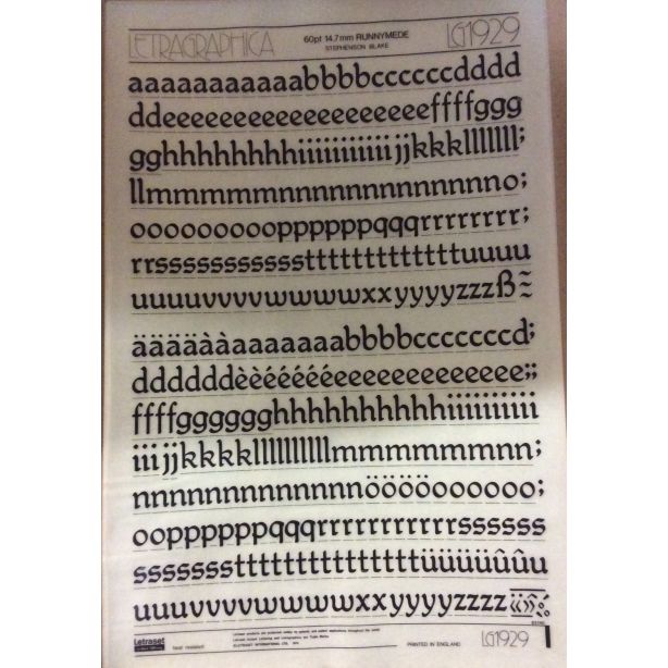 Letraset Letragraphica 1929 60pt. Runnymede 14.7mm