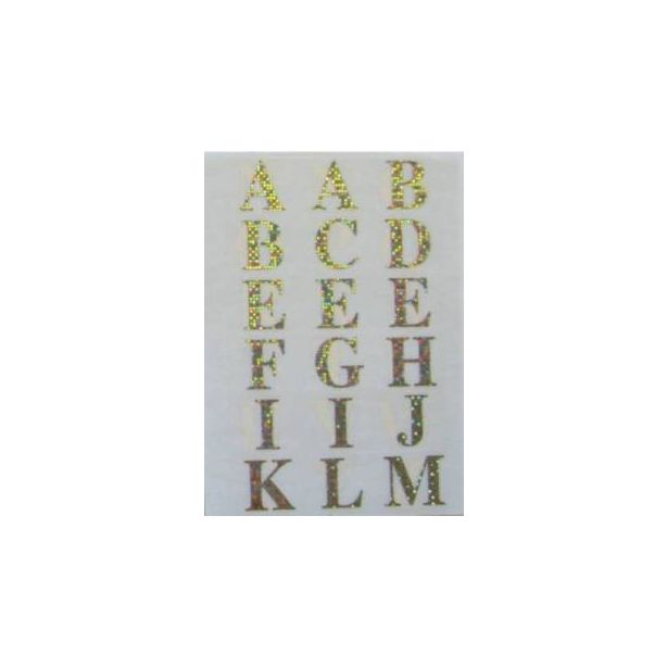 Ivy Self Adhesive Letters A - Z. Holographic Gold on clear 23mm background