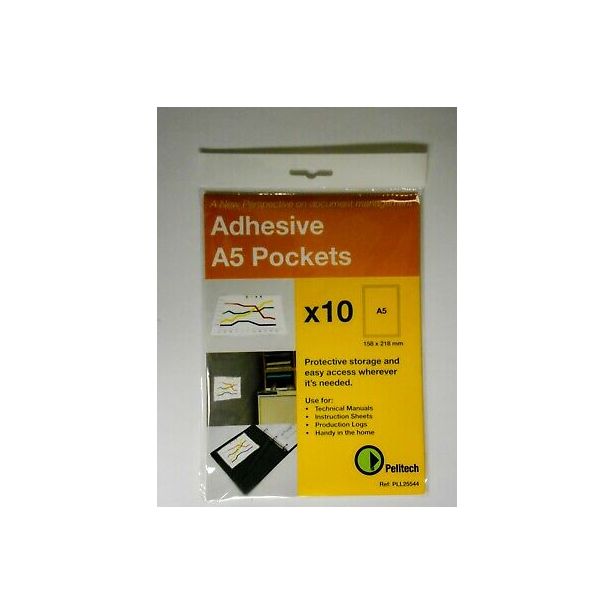 Pelltech Self-Adhesive Pockets A5, Pack of 10