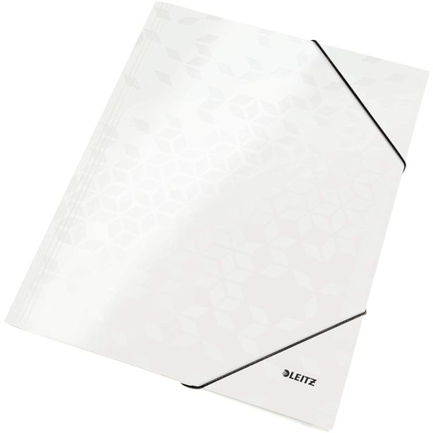 Leitz Wow Range 3 Flap Elasticated Folder. White Pearl