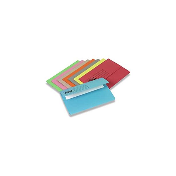 Jiffex Document Wallet, Foolscap, Assorted. Pack of 5