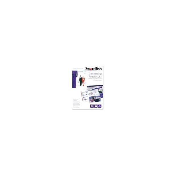 Swordfish Extra Strong Laminating Pouches, A3, 303 x 426mm, 2 x 125 [250] Micron, Box of 50