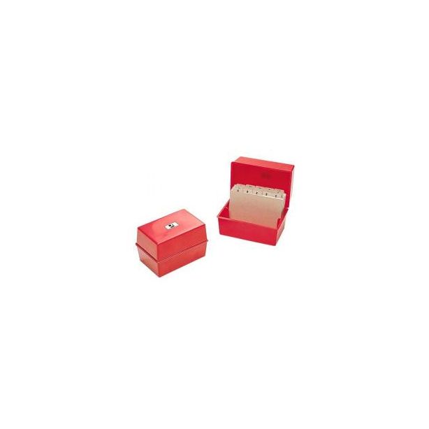 Q Connect Card Index Box, 5x3 inches: Red