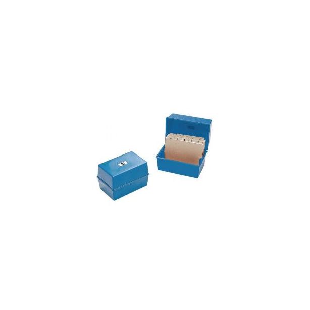 Q Connect Card Index Box, 8x5 inches: Blue