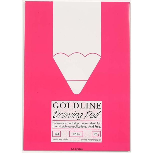 Goldline Drawing Pad, A3, 120gsm, 25 Sheets