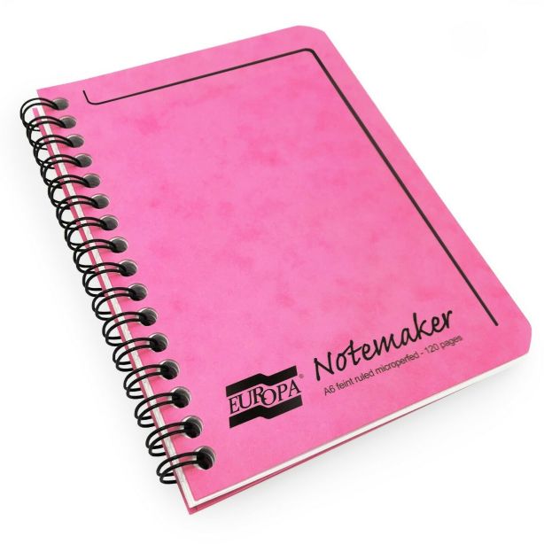 Clairefontaine Europa Notemaker Wiro Notebook A6 90gsm 120 Page Pink