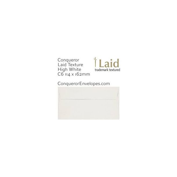 Conqueror Laid High White Texture C6 Peel & Seal Envelopes 120gsm, Pack of 50