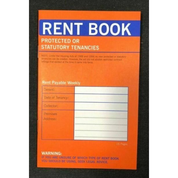 County Stationery Rent Book, Protected or Statutory Tenancies, (Orange Cover)