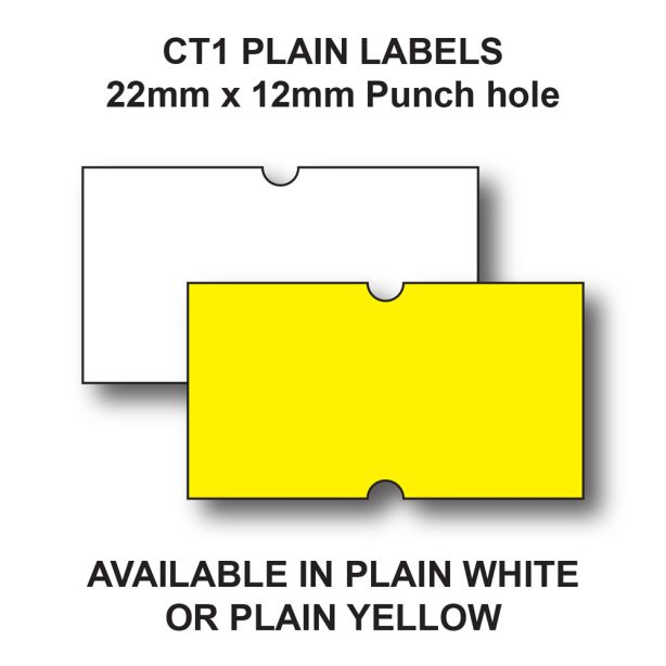 Gun Labels CT1, 21 x 12mm, Fluorescent Yellow, Roll of 1000 labels