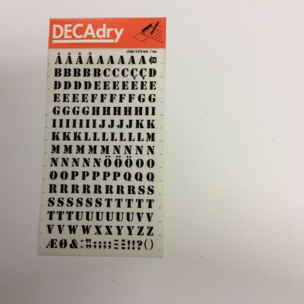 Decadry Transfers No29, 24pt, 7mm, 0.276inch, Black