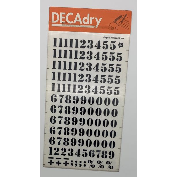 Decadry Transfers No32, 38pt, 10mm, 0.394inch, Black