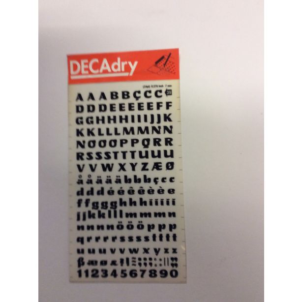 Decadry Transfers No39, 24pt, 7mm, 0.276inch, Black