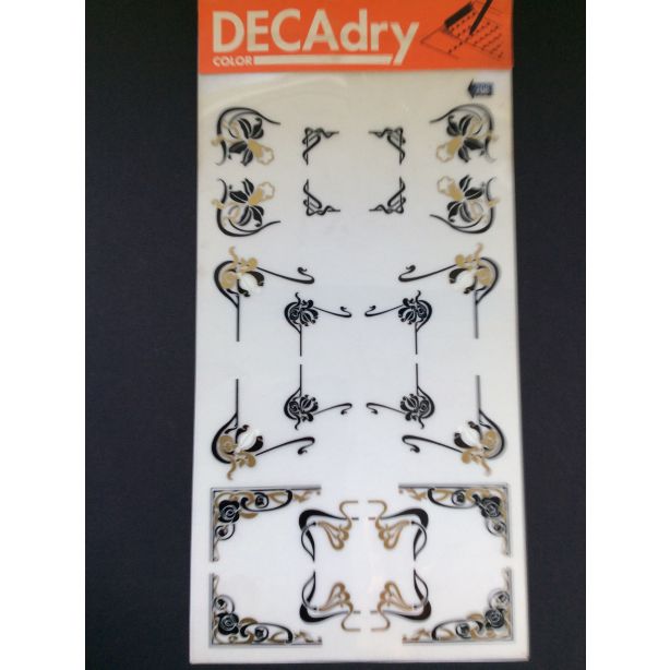 Decadry Super Transfers No708, Black & Gold Art Nouveau Frames