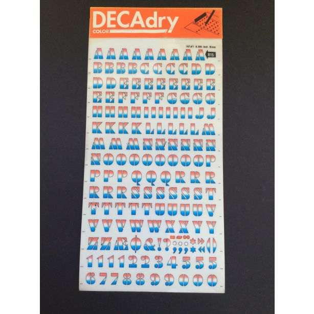 Decadry Super Transfers No815, Red, White & Blue 42pt, 10mm, 0.394inch Letters