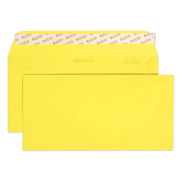 Elco Bright Yellow Envelopes, DL (229 x 114mm),  Peel & Seal, Pack of 25