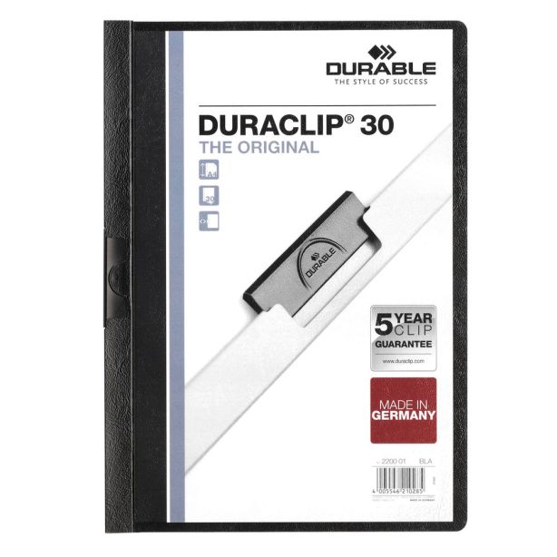 Duraclip File, A4, 3mm, Black, Pack of 25