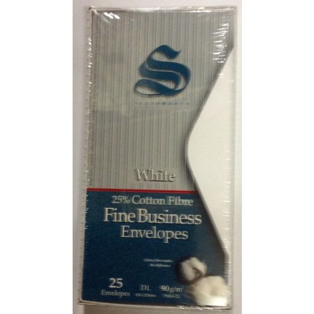 Southworth Fine Business Envelopes, white, Size DL, Pack of 25