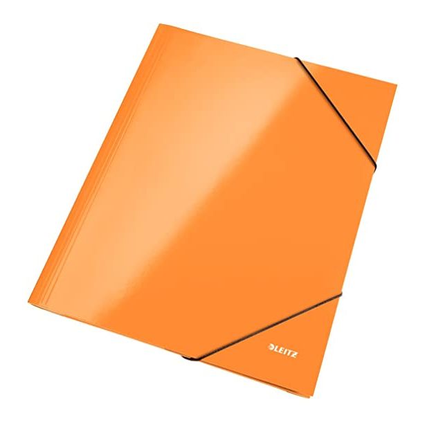 Leitz Wow Range 3 Flap Elasticated Folder. Metallic Orange