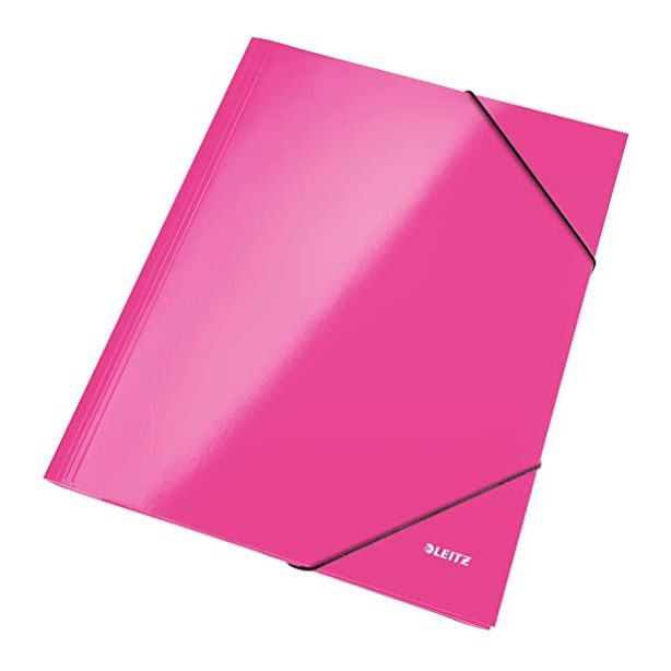 Leitz Wow Range 3 Flap Elasticated Folder. Metallic Pink