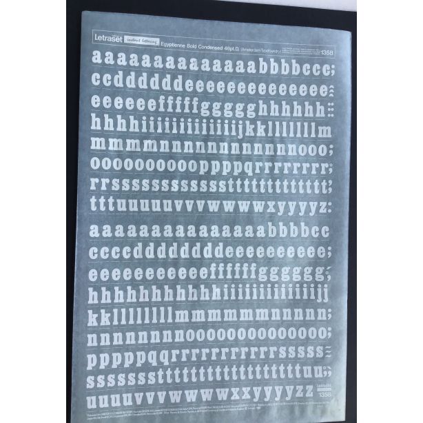 Letraset White 1358W 48pt.D. Egyptienne Bold Condensed Lower Case Letters