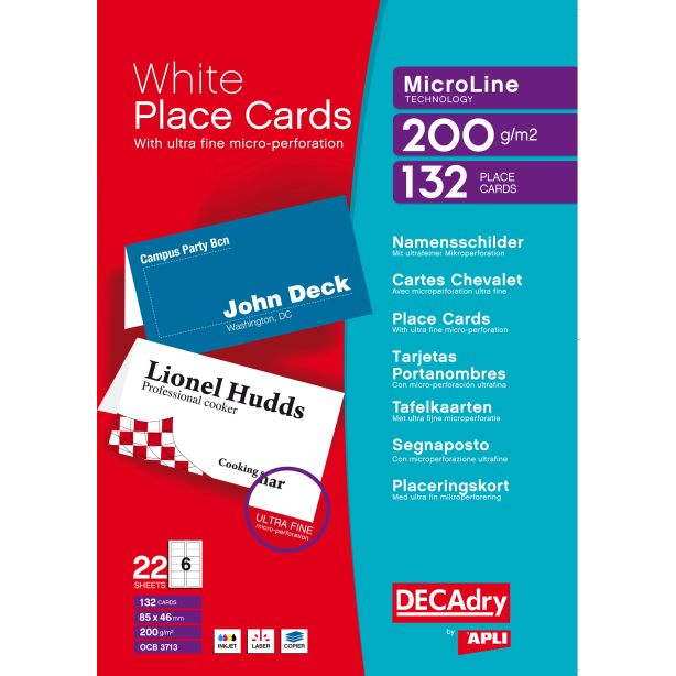 Decadry White Place Cards, Pack of 132