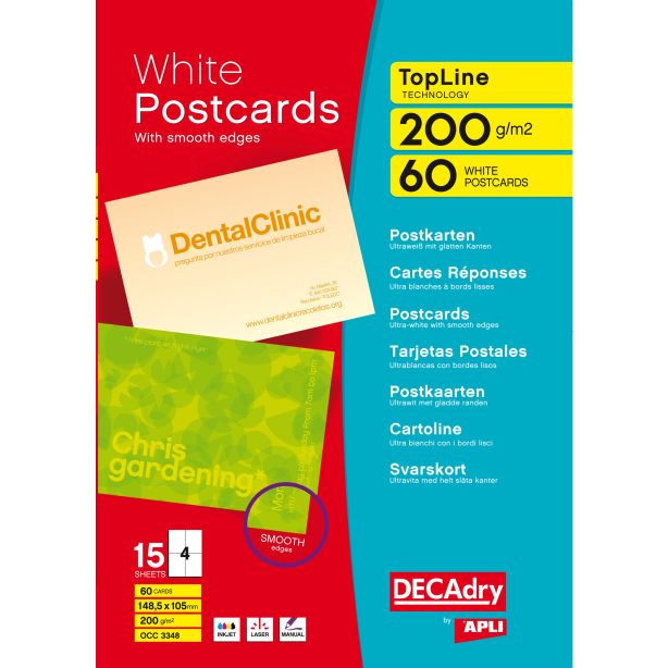 Decadry Post Cards, 200gsm, Pack of 60