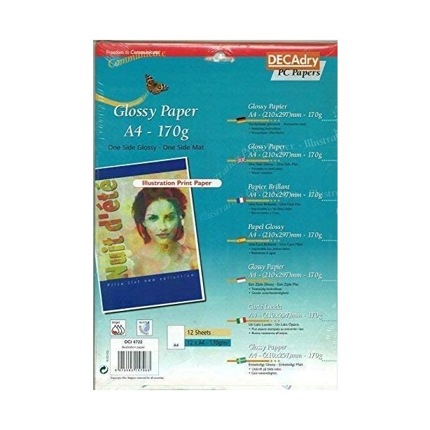 Decadry Glossy Inkjet Photo Paper, 170gsm