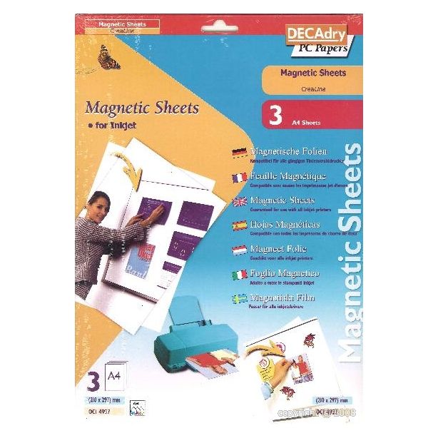 Decadry Inkjet Magnetic Sheets, Pack of 3