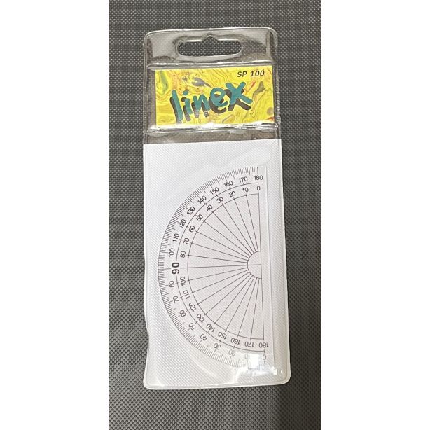 Linex Semi-Circular Protractor Clear Plastic 10cm 180 Degree