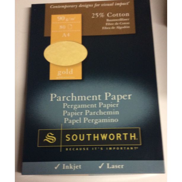 Southworth A4 Parchment Paper, 80 sheets, Gold 