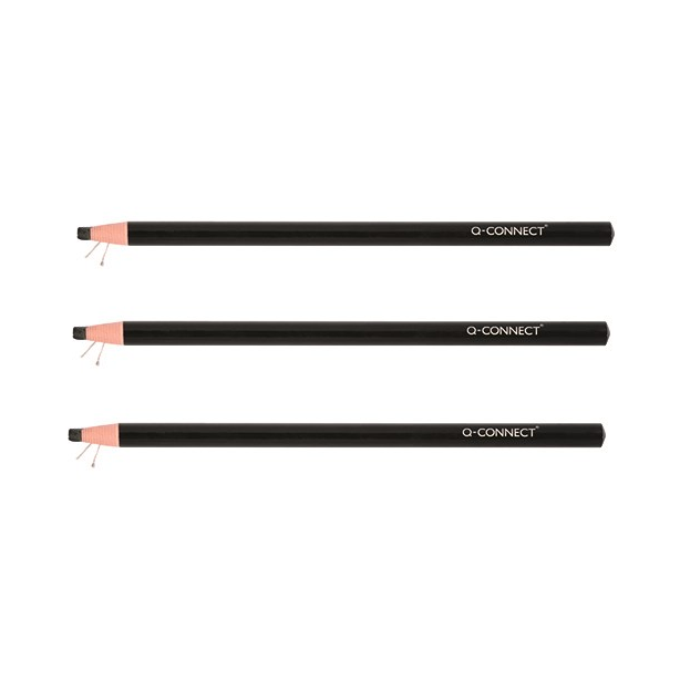 Chinagraph Pencil for Film, Glass, Plastic, Black Pack of 3