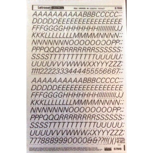 Letraset Black S7918 48pt. Univers 46 Capital Letters