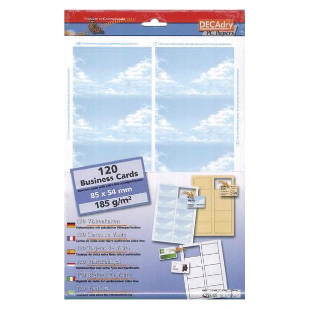 Decadry Business Cards, Sky, 185gsm, Pack of 120 