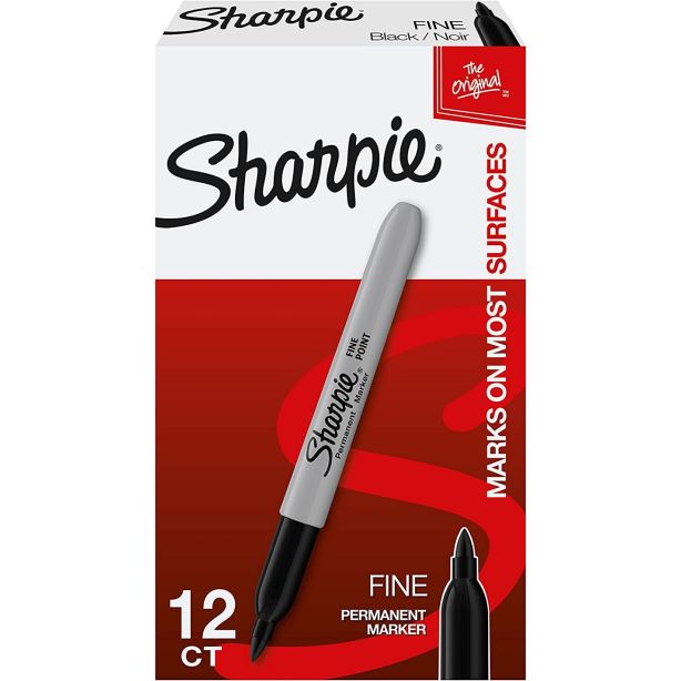 Sharpie Fine Permanent Marker, Black, Pack of 12