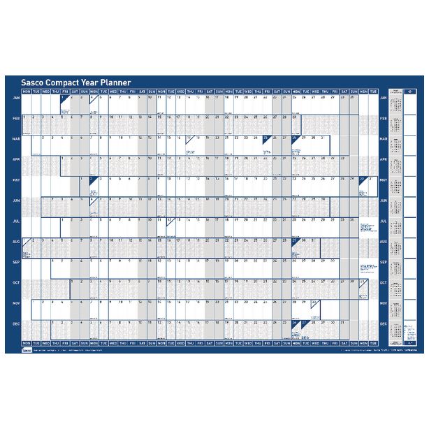 Sasco Compact Year Planner Unmounted Landscape 2021