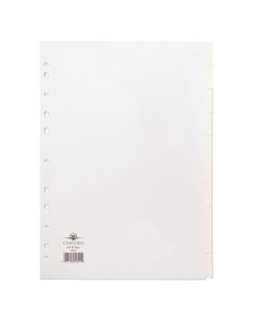 Concord Subject Divider. White. A4 11 holes. 10 Part