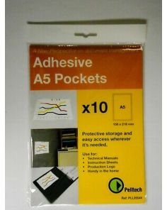 Pelltech Self-Adhesive Pockets A5, Pack of 10