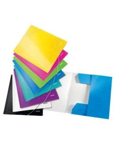 Leitz Wow Range 3 Flap Elasticated Folder. Assorted Colours, Pack of 10 