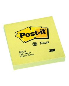 3M Post-it Canary Yellow Note, 76 x 76mm. 654